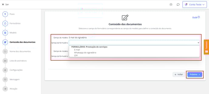campo do formulario