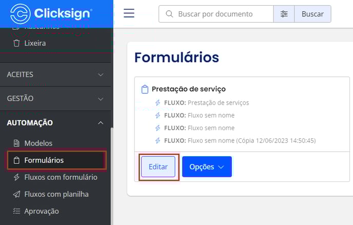 editar formulário